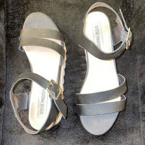 Steve Madden Sandal, Black, Leather, Woman’s Size 6 (US)